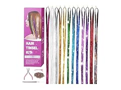 FEENGYU Hair Tinsel Kit, 2400 Strands 12 (47 in)