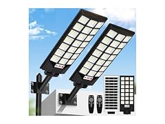 Brightever 2-Pack Solar Street Lights Outdoor, 8500K Waterproof