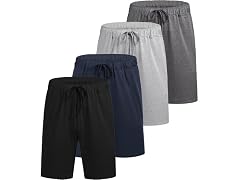 Black Horse {4PK} Men's Cotton Lounge Shorts w/ Pockets