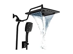 ELLO&ALLO Rain Shower Head w/ Handheld Spray, Black