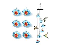Grebilux Wind Chime Glass Hummingbird Feeder