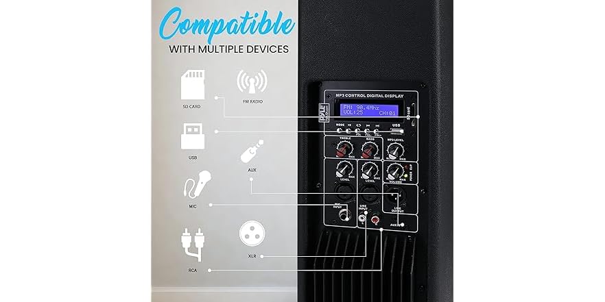 (NEW) Pyle Portable Bluetooth PA Speaker System