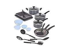 BELLA Nonstick Cookware Set w Glass Lids - Aluminum