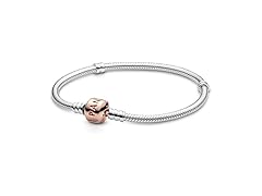 PANDORA Jewelry Moments Snake Chain Charm Rose Bracelet, 7.9" (Open Box)
