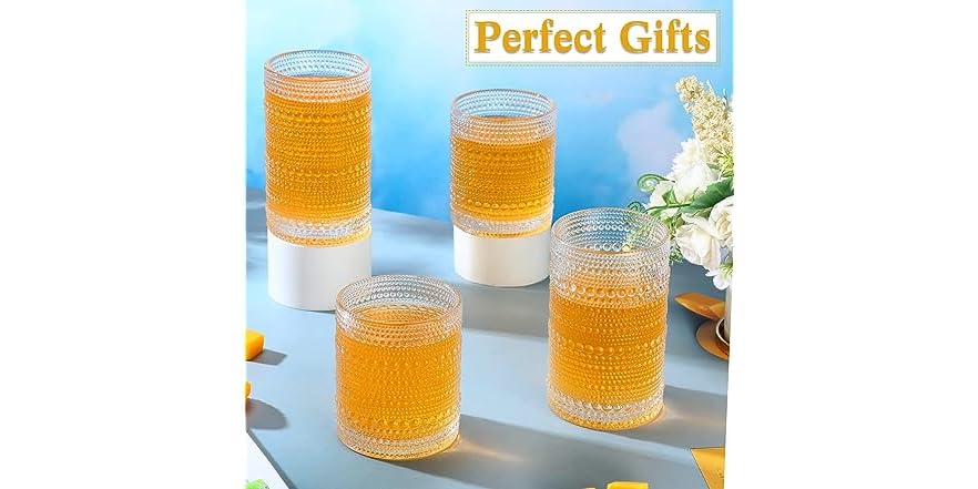 Vintage Hobnail Drinking Glasses 8 Pack