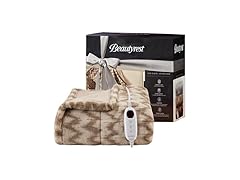 Beautyrest Long Brushed Faux Fur Chevron Electric Blanket
