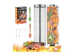 GRUNEN WOLKEN Rolling Grill Baskets 2Pk