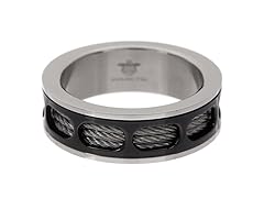 Blackjack Jewelry Black/Steel Stainless Steel Multi Cable Ring