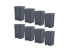 Mini Trash Can Small Outdoor Wicker Grey 6 QT 8 Pack