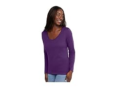 Hanes Women (S) Long Sleeve Cotton V-neck T-shirt