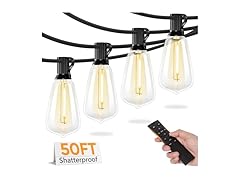 Brightever 50FT Outdoor String Lights with Remote