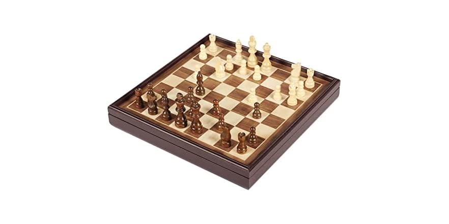 Chess & Checkers Set w/ Solid Wood Play Pieces 670085