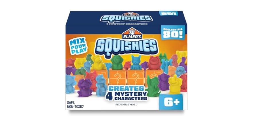 $8.83 | 24-Piece Elmer's Squishies Kids' DIY Activity Kit (Creates 4 Mystery Characters) at Woot!