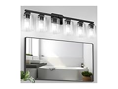 BesLowe 37" 6-Light Bathroom Light Fixture, Black