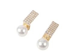 18K Gold CZ & Mother of Pearl Earrings