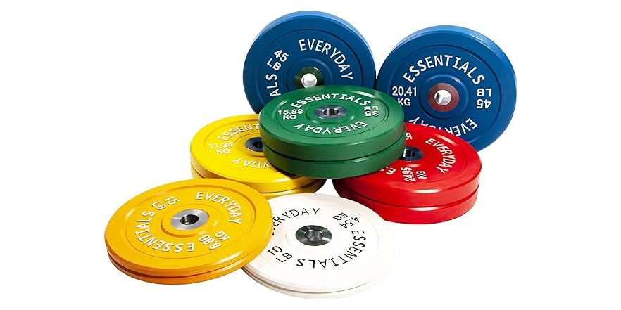 Fitvids Color Coded Olympic Bumper Plate Weight Plate With Steel Hub, Pairs O
