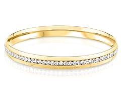 18K Gold Plated Stainless Steel Crystal Bangle- Pick Color