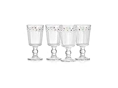 Darbie Angell Painted Daisy Tall Goblet Glasses Set of 4