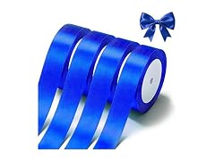 Tiergrade Blue Satin Ribbon 1 Inch x 4 Rolls Blue