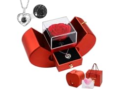 Preserved Rose Box with Heart Necklace