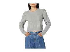 The Drop Gloria Puff Sleeve Cable-Knit