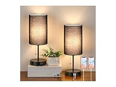 Set of 2 Table Lamps with 2 USB Ports