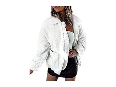Comeon Women's (XL) Women's Coat Casual Lape White