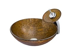 VIGO Textured Copper Glass Vessel Sink and Waterfall Faucet Set in Chrome