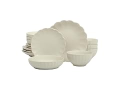 Gibson Elite Malibu Shore 16 Piece Scalloped Edge Stoneware 