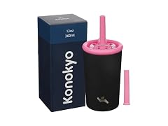 Konokyo 13oz Insulated Tumbler with Lid and Straw Black