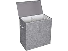 SONGMICS Divided Clothes Hamper with Magnetic Lid