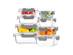 HOMBERKING 8pk Grey Glass Food Containers