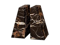 Black and Gold Polished Marble Bookends
