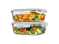 Vtopmart Grey 2 Pack 76.4oz Glass Containers W/ Lids