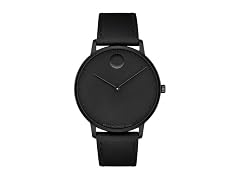 Movado Face Swiss Quartz Black Leather Watch