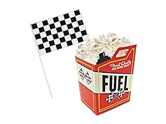 24 Race Car Popcorn Treat Boxes with 24 Flags