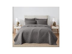 CANNON Percale Grey Full/Queen Quilt Set