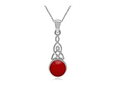 Silvershake Sterling Silver Created Red Necklace