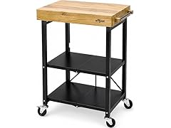 Origami Foldable Wheeled Steel Frame Wood Top Cart