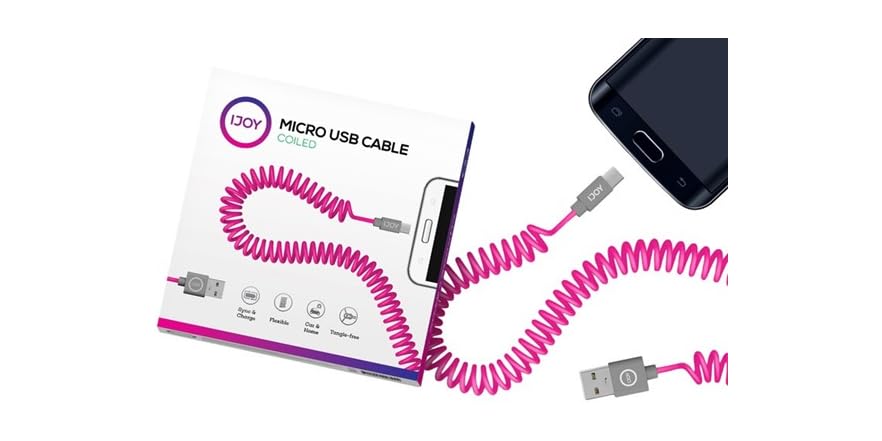 Micro USB Coiled Cable 3' - 6 Colors