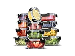 EATEX 24pc Glass Storage Containers with Lids