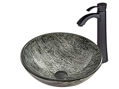 VIGO Titanium Glass Vessel Sink and Otis Faucet Set in Matte Black Finish