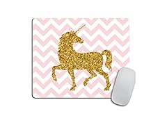 Gold Glitter Unicorn Rectangle Mouse Pad