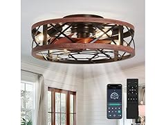 AQUBT Caged Ceiling Fan with Light | 19In