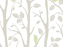 Grey and Green Sitting In A Tree Peel and Stick Wallpaper