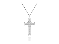 Mens Zirconia Cross Necklace 24"