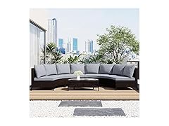 Merax 5 Pieces All-WeatherRattan Wicker Sofa Set