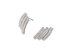 Silver Textured CZ Stud Earrings