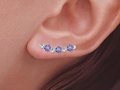 Silver Tanzanite Crystal Ear Pin Earring