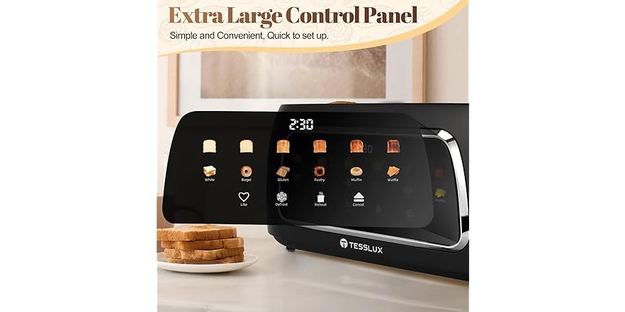 Toaster Screen Displays 4 Slice Toaster Touch Screen